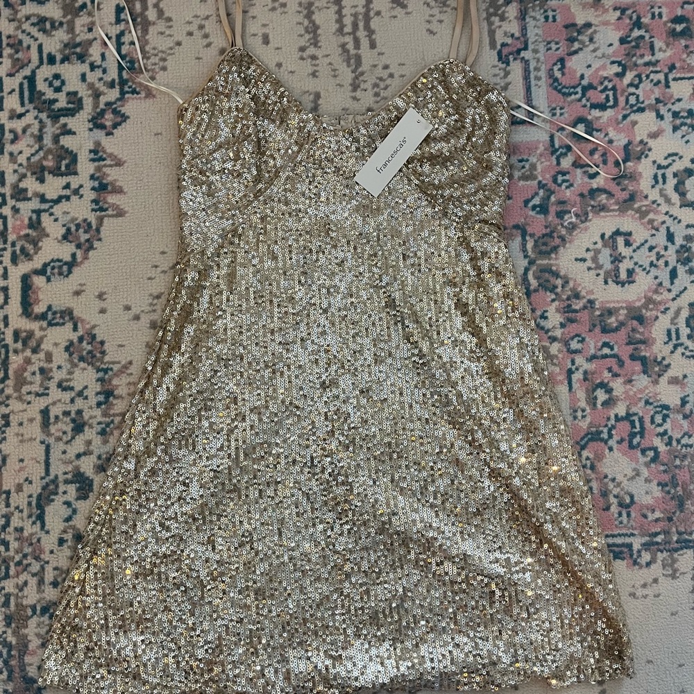 Francesca’s gold sequin dress NWT